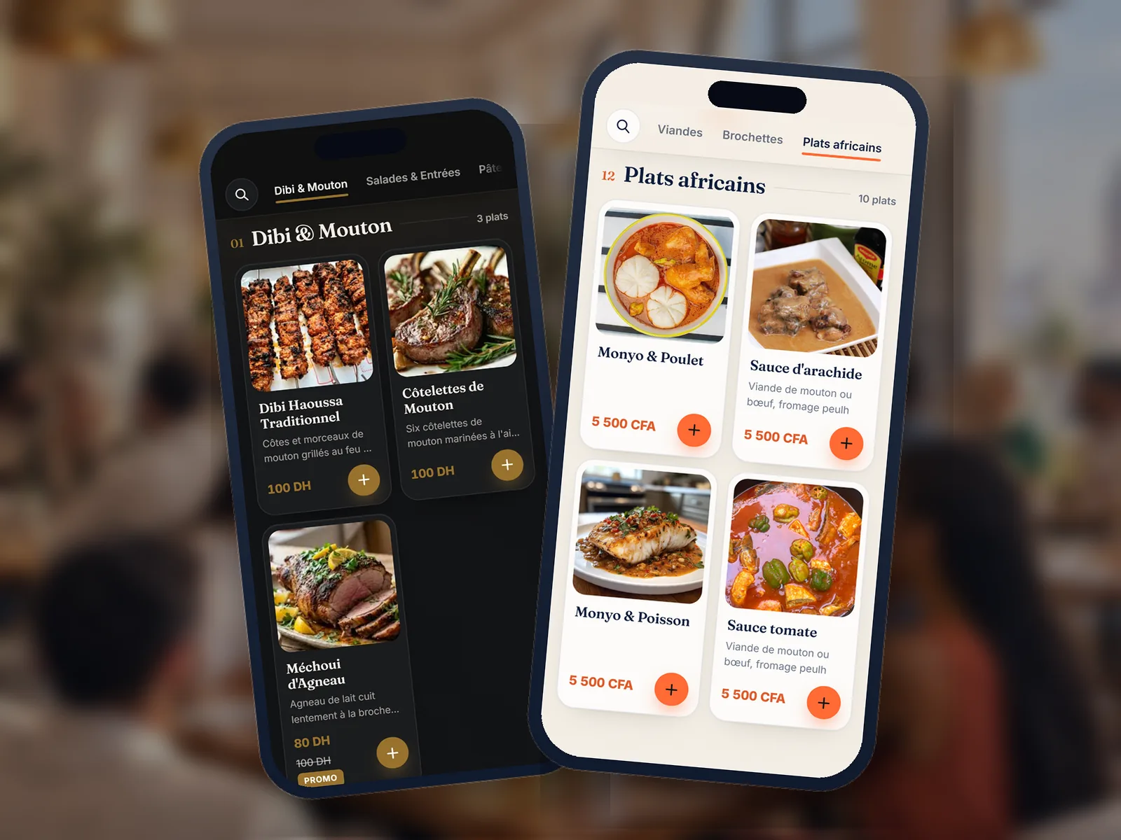 Le vrai menu King Food qui défile sur un smartphone